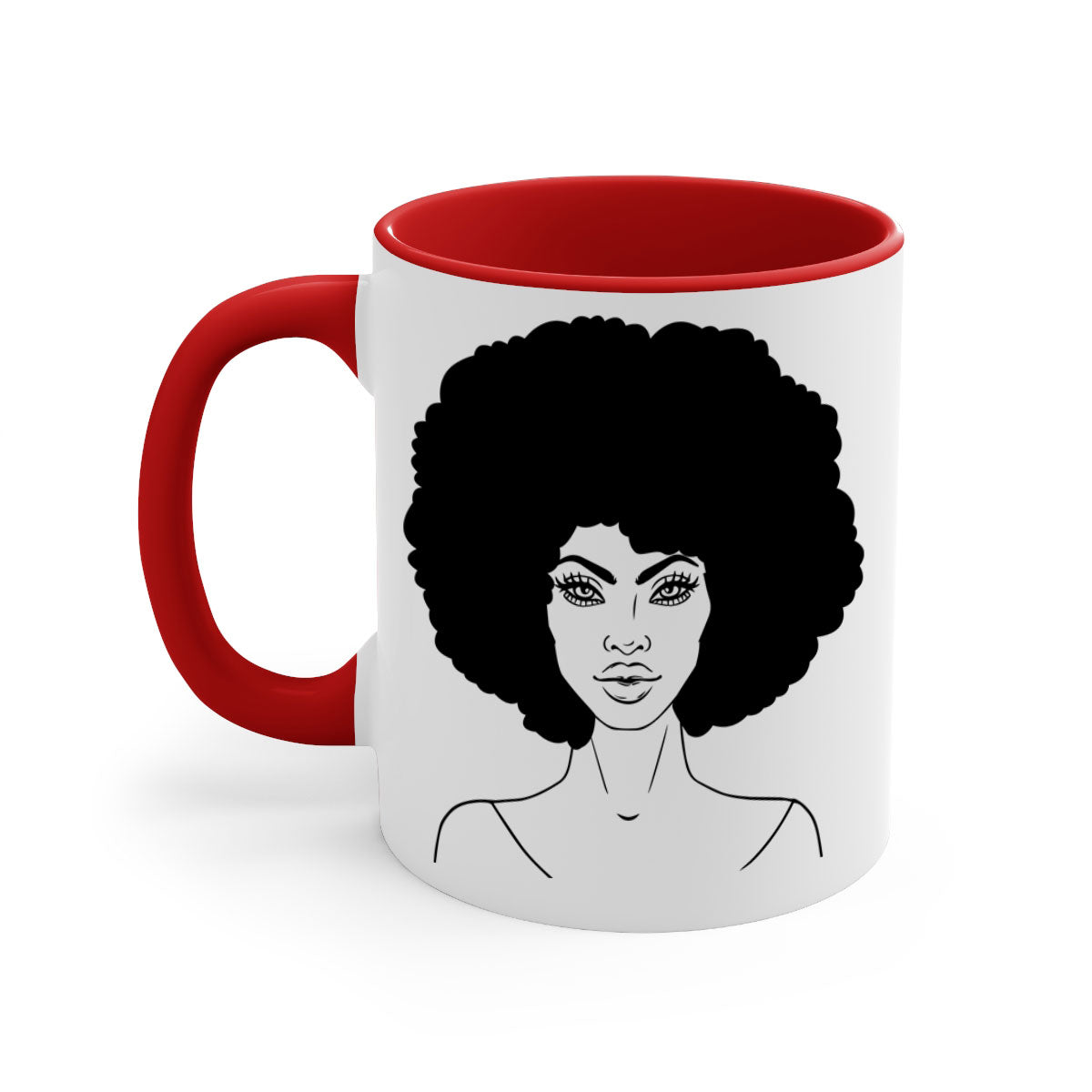 Black Women - Queen 79# Mug featuring a glossy finish, colored handle, and interior, available in five vibrant colors.