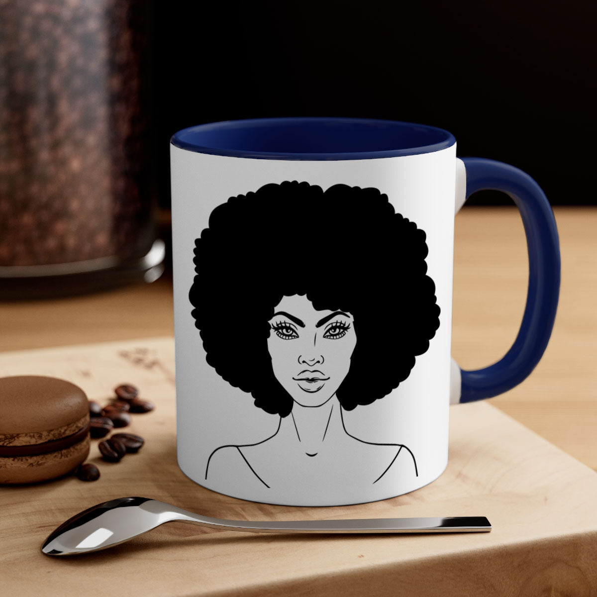 Black Women - Queen 79# Mug featuring a glossy finish, colored handle, and interior, available in five vibrant colors.