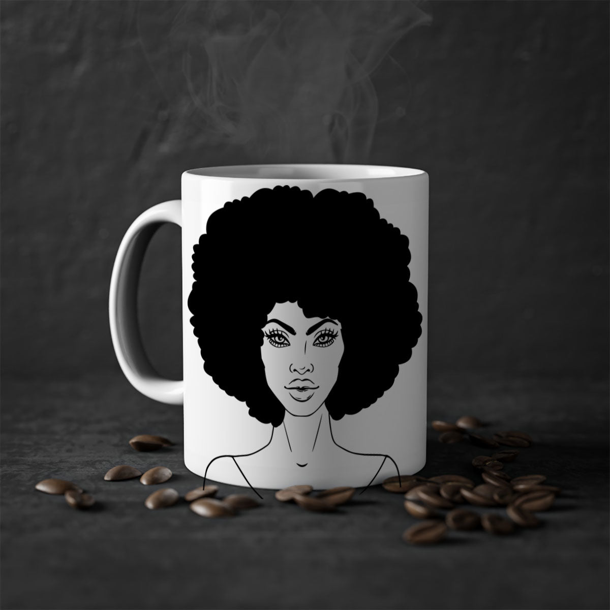 Black Women - Queen 79# Mug featuring a glossy finish, colored handle, and interior, available in five vibrant colors.