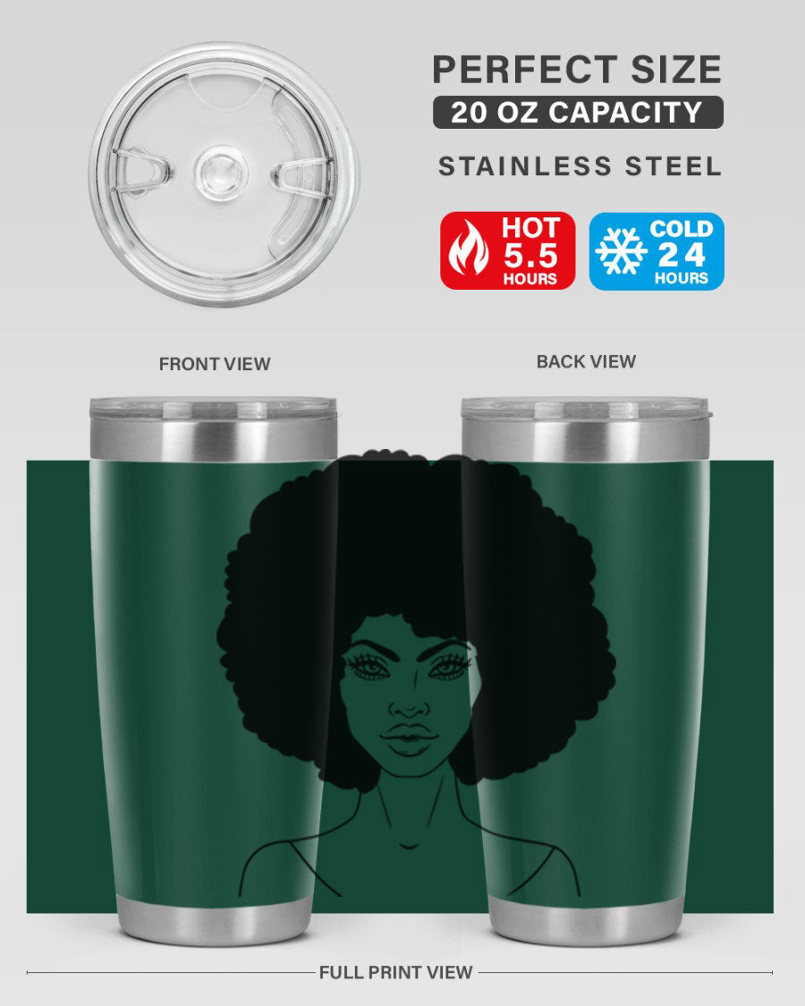 Black Women - Queen 79# Tumbler showcasing a stylish design with double wall vacuum stainless steel and copper lining.