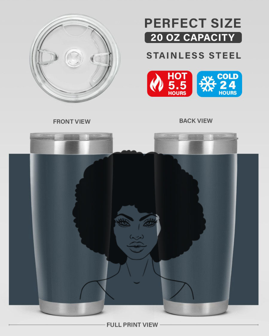 Black Women - Queen 79# Tumbler showcasing a stylish design with double wall vacuum stainless steel and copper lining.