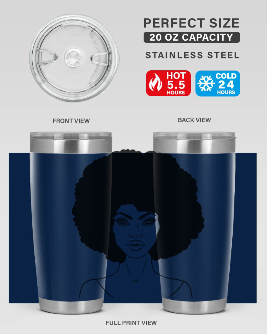 Black Women - Queen 79# Tumbler showcasing a stylish design with double wall vacuum stainless steel and copper lining.