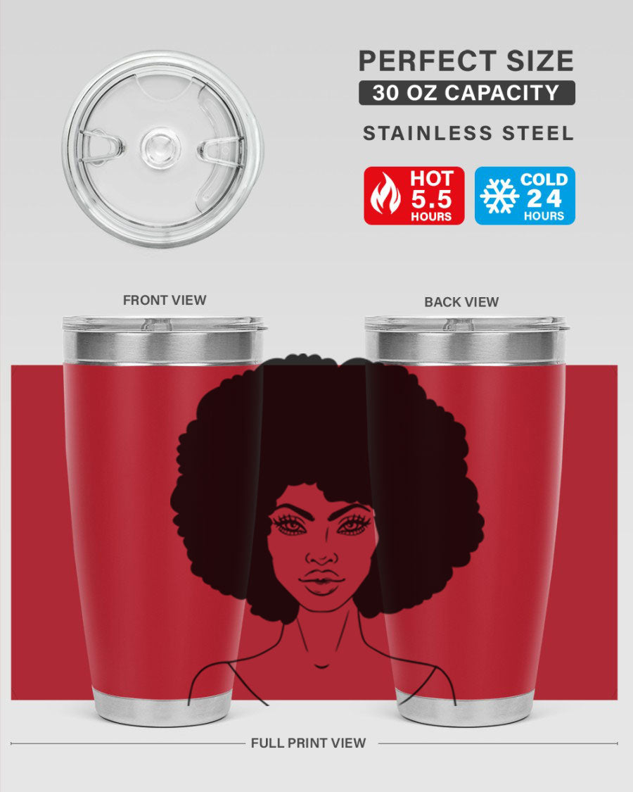 Black Women - Queen 79# Tumbler showcasing a stylish design with double wall vacuum stainless steel and copper lining.