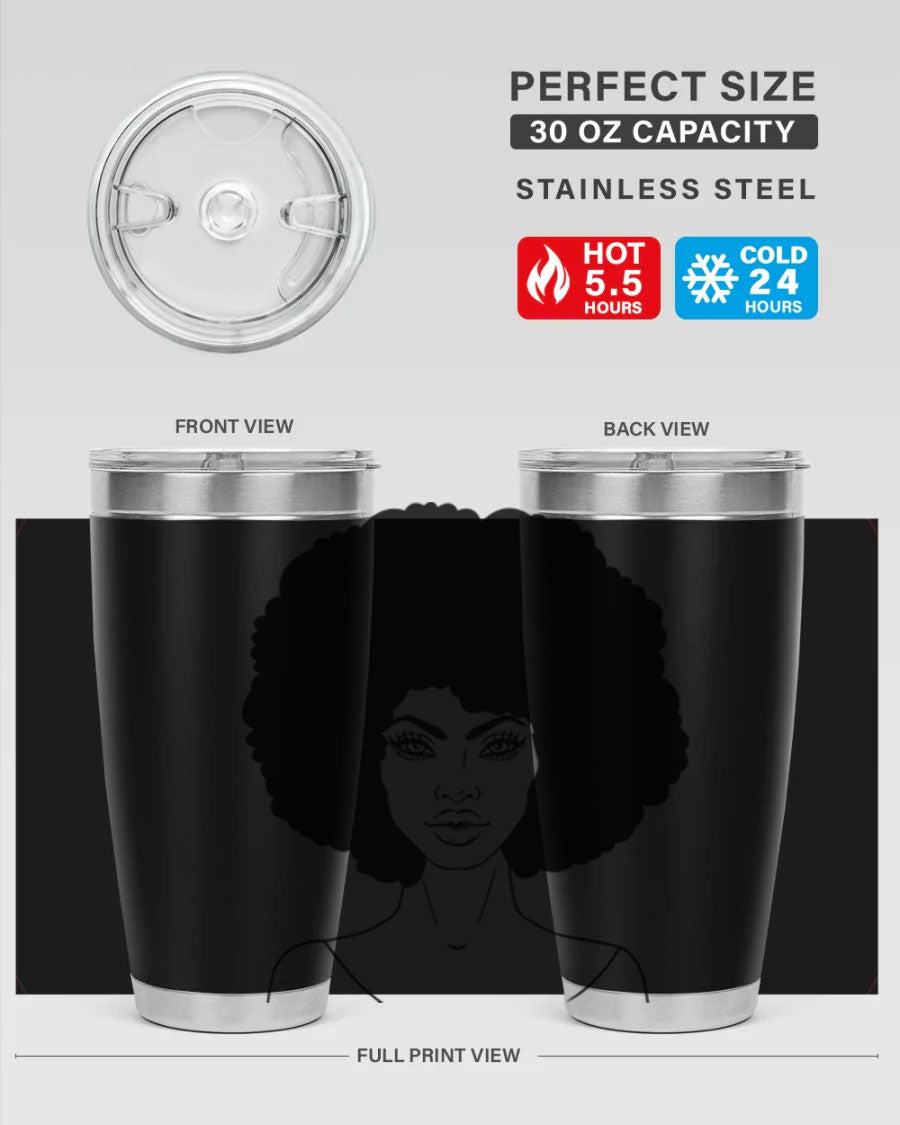 Black Women - Queen 79# Tumbler showcasing a stylish design with double wall vacuum stainless steel and copper lining.