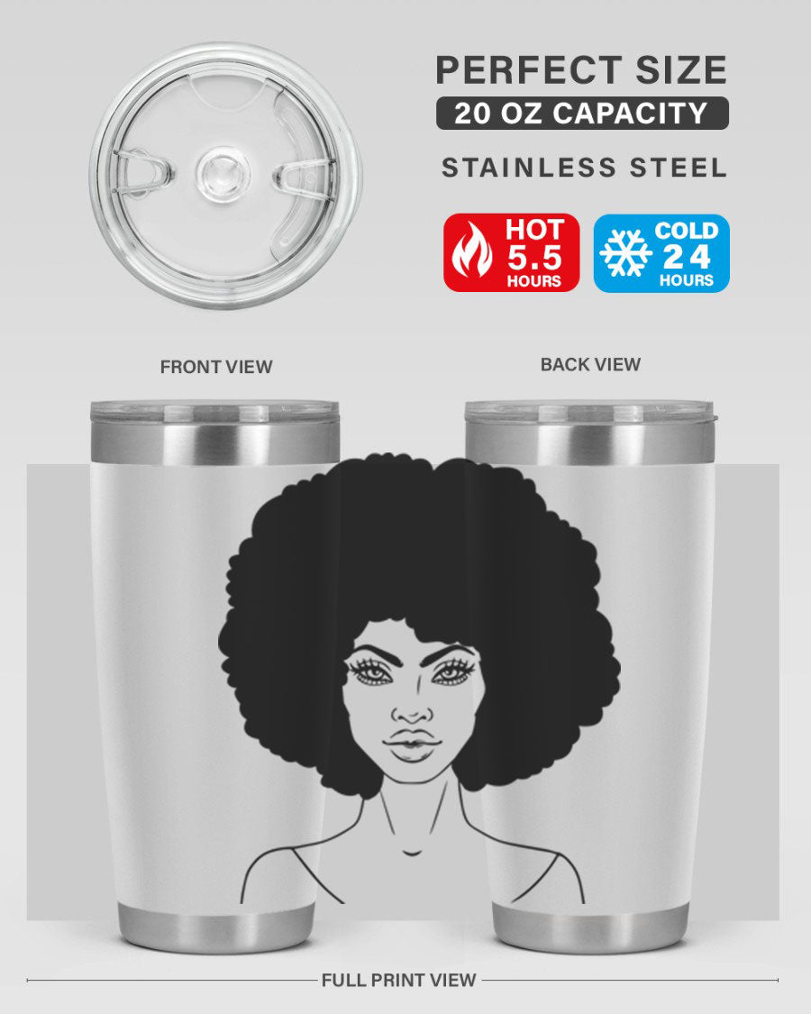 Black Women - Queen 79# Tumbler showcasing a stylish design with double wall vacuum stainless steel and copper lining.