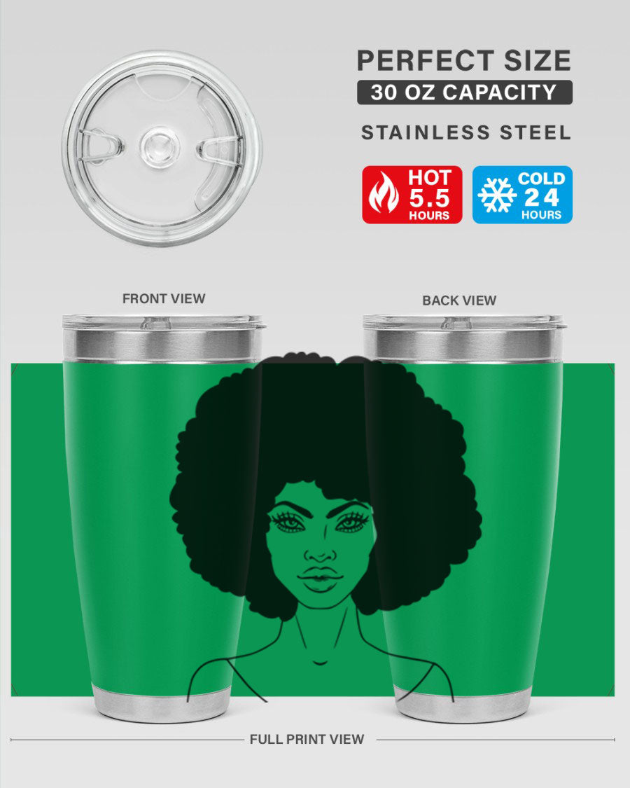 Black Women - Queen 79# Tumbler showcasing a stylish design with double wall vacuum stainless steel and copper lining.