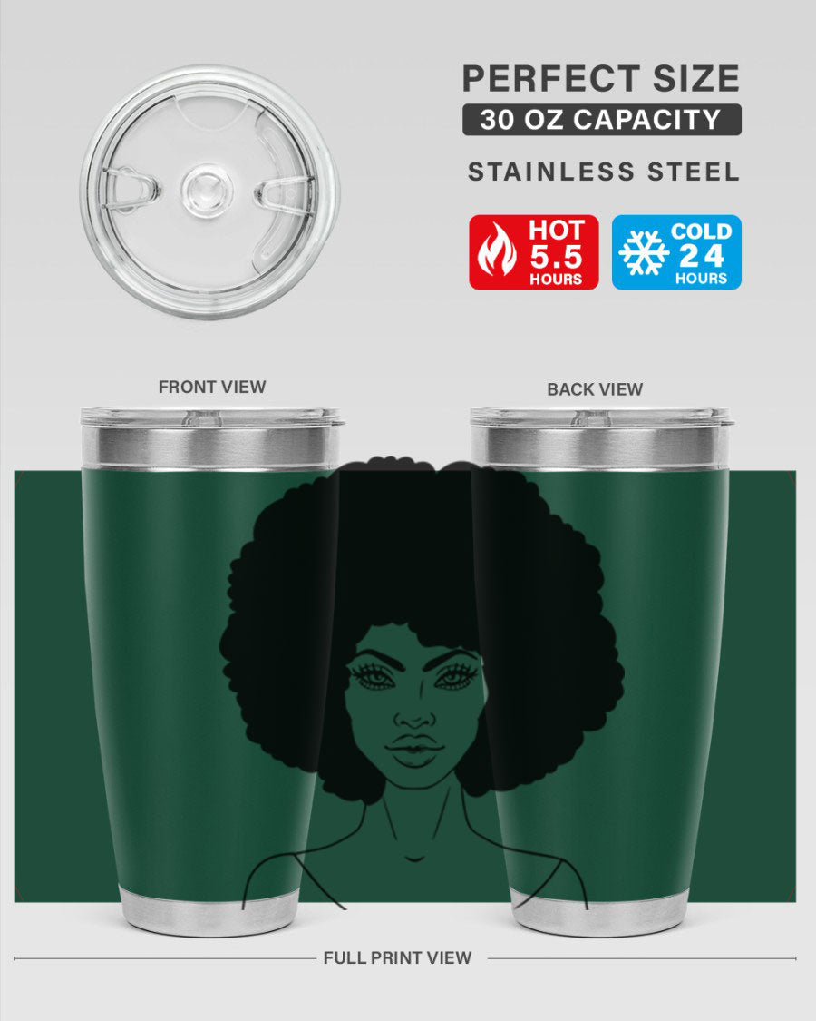 Black Women - Queen 79# Tumbler showcasing a stylish design with double wall vacuum stainless steel and copper lining.