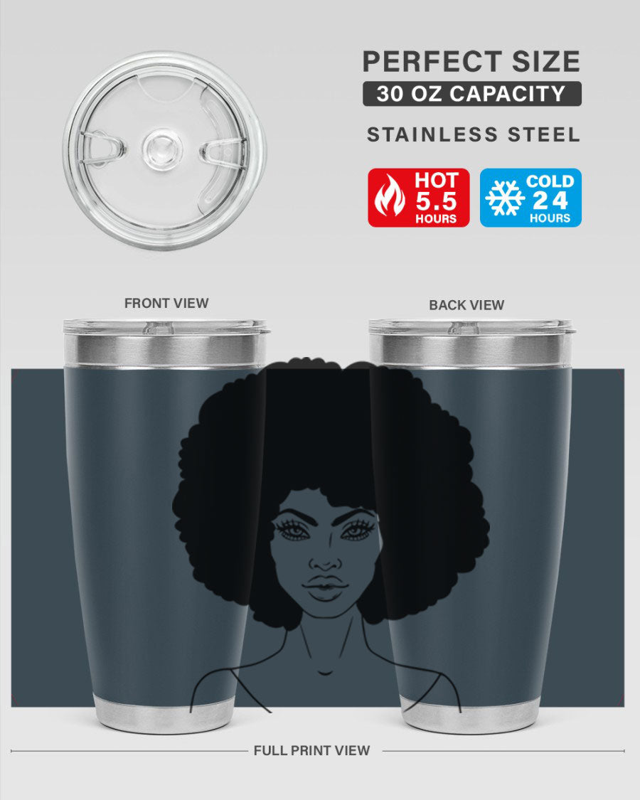 Black Women - Queen 79# Tumbler showcasing a stylish design with double wall vacuum stainless steel and copper lining.