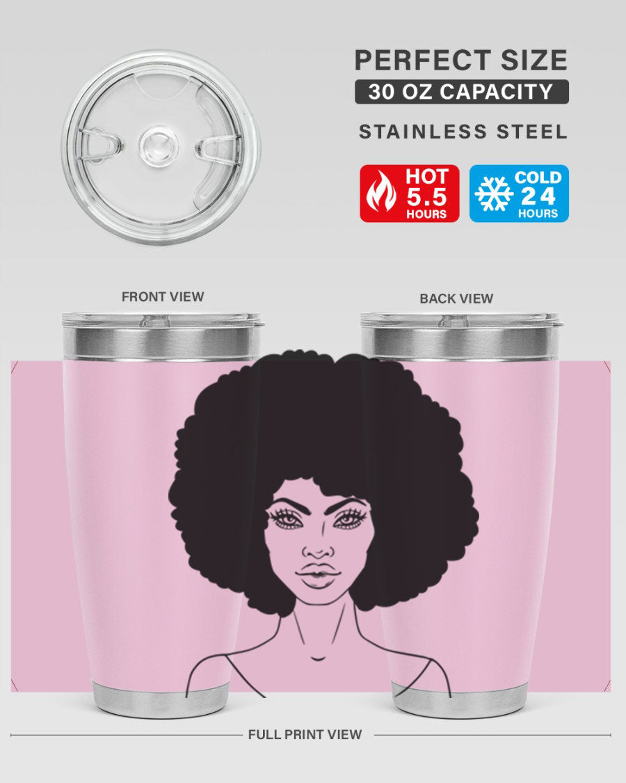 Black Women - Queen 79# Tumbler showcasing a stylish design with double wall vacuum stainless steel and copper lining.