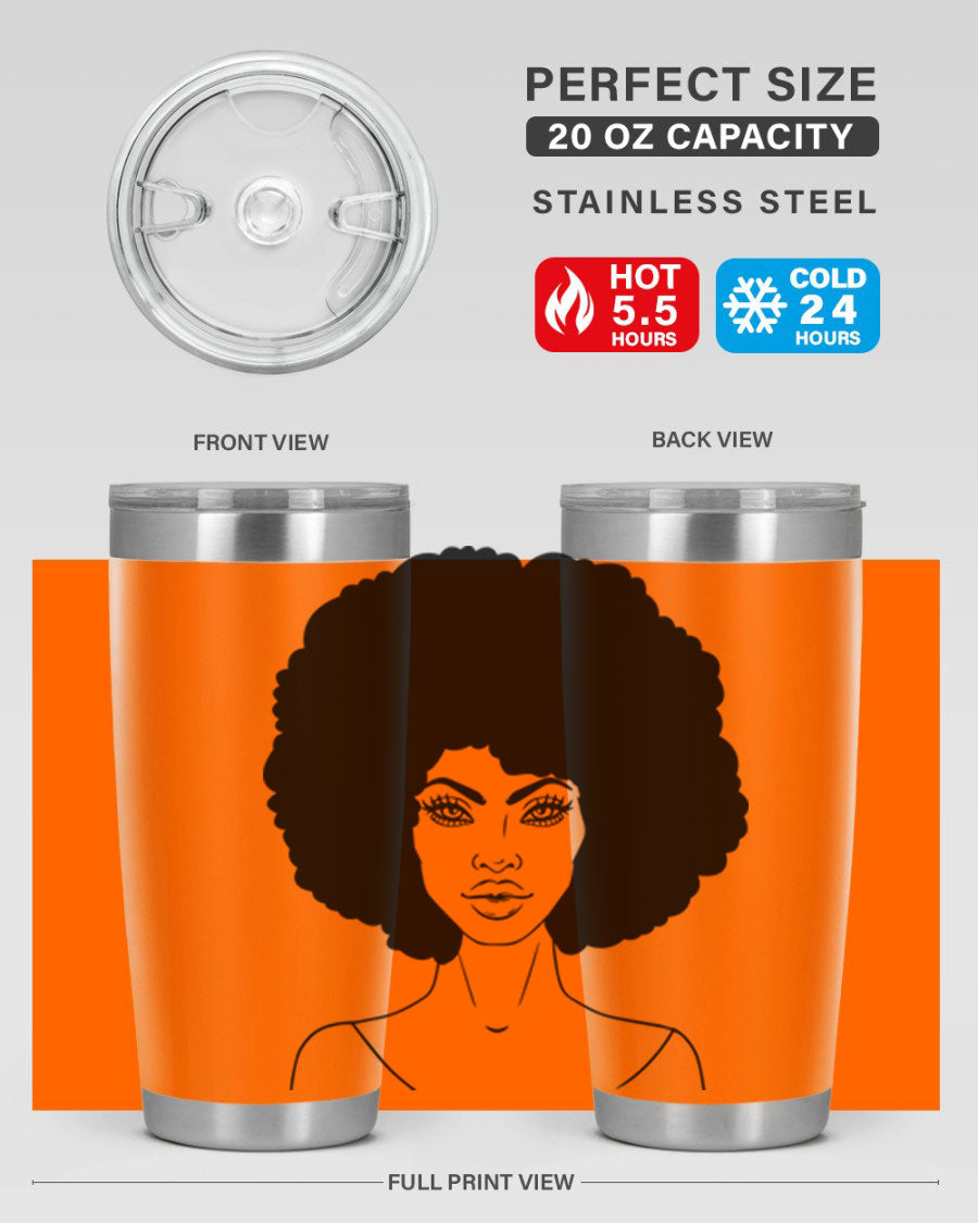 Black Women - Queen 79# Tumbler showcasing a stylish design with double wall vacuum stainless steel and copper lining.