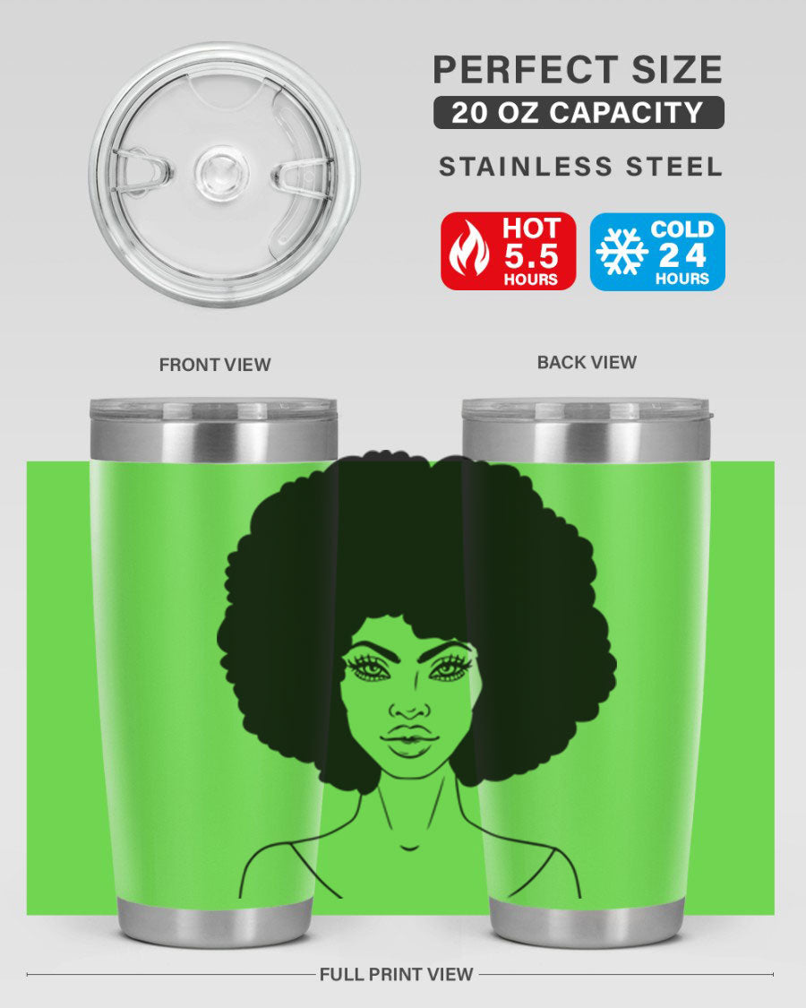 Black Women - Queen 79# Tumbler showcasing a stylish design with double wall vacuum stainless steel and copper lining.