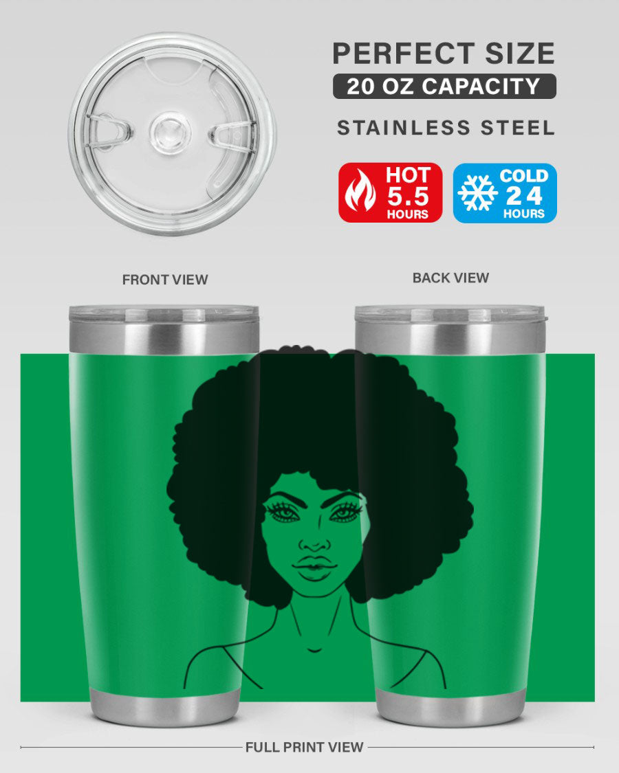 Black Women - Queen 79# Tumbler showcasing a stylish design with double wall vacuum stainless steel and copper lining.