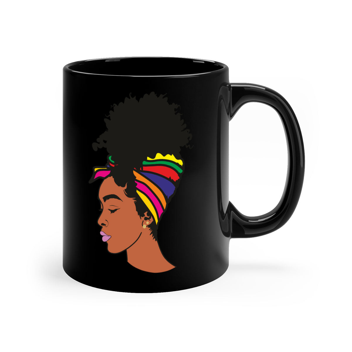 Black Women - Queen 88# Mug with colorful handle and glossy finish, showcasing empowerment and elegance.