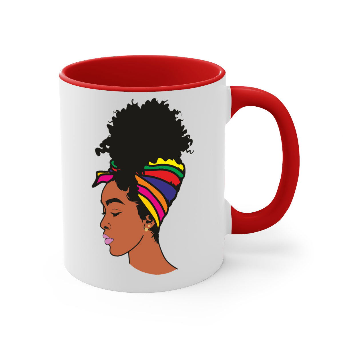 Black Women - Queen 88# Mug with colorful handle and glossy finish, showcasing empowerment and elegance.