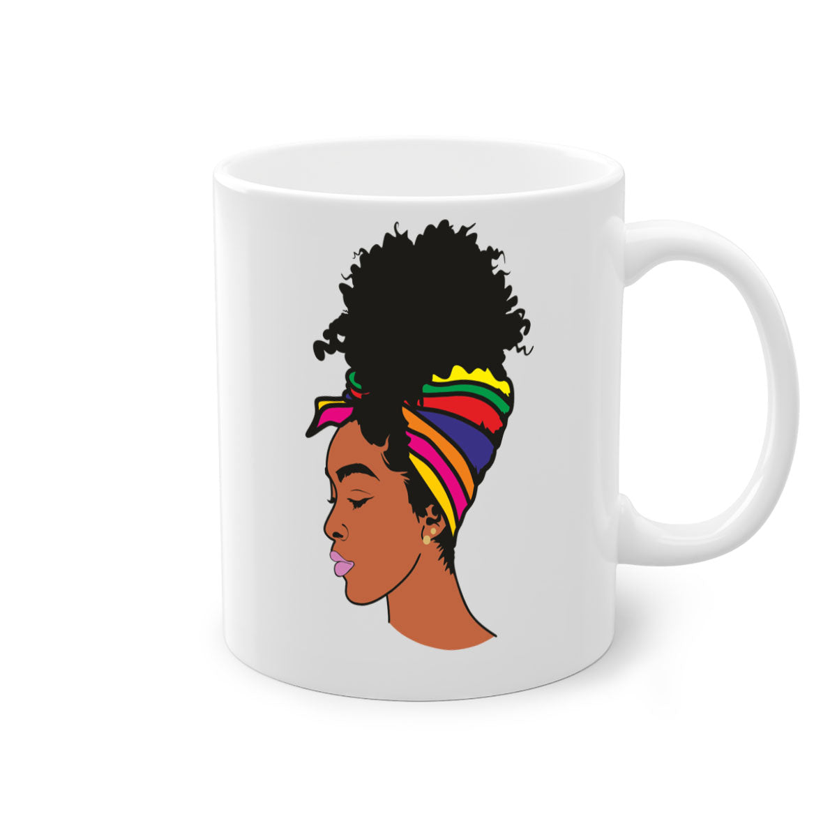 Black Women - Queen 88# Mug with colorful handle and glossy finish, showcasing empowerment and elegance.