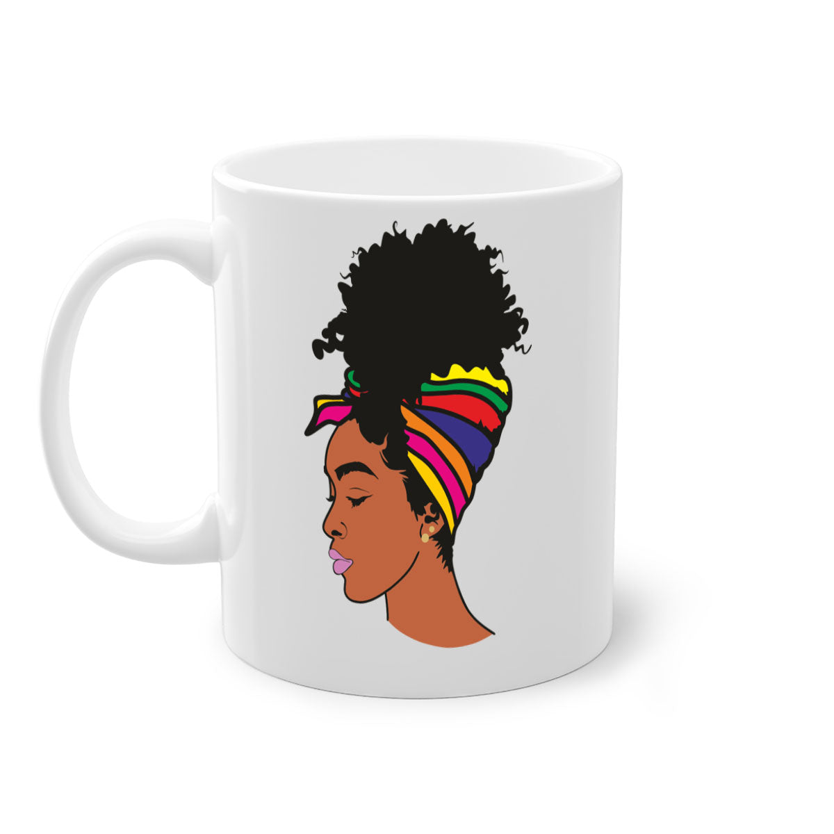 Black Women - Queen 88# Mug with colorful handle and glossy finish, showcasing empowerment and elegance.