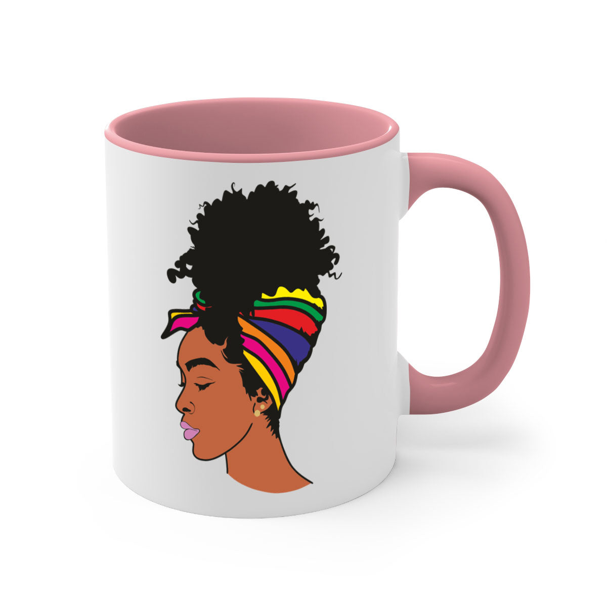 Black Women - Queen 88# Mug with colorful handle and glossy finish, showcasing empowerment and elegance.