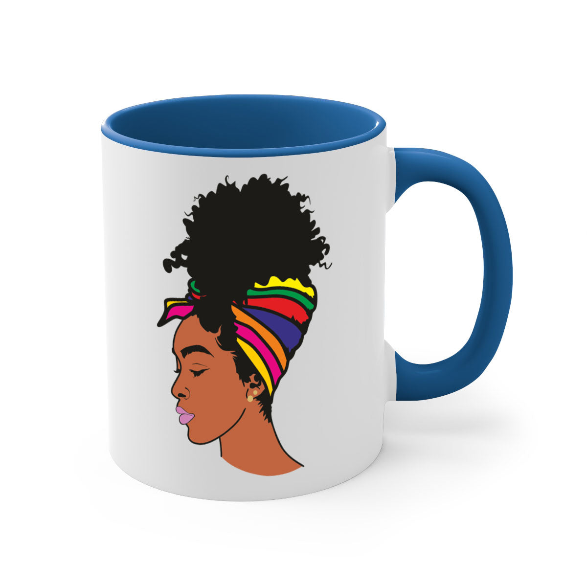 Black Women - Queen 88# Mug with colorful handle and glossy finish, showcasing empowerment and elegance.