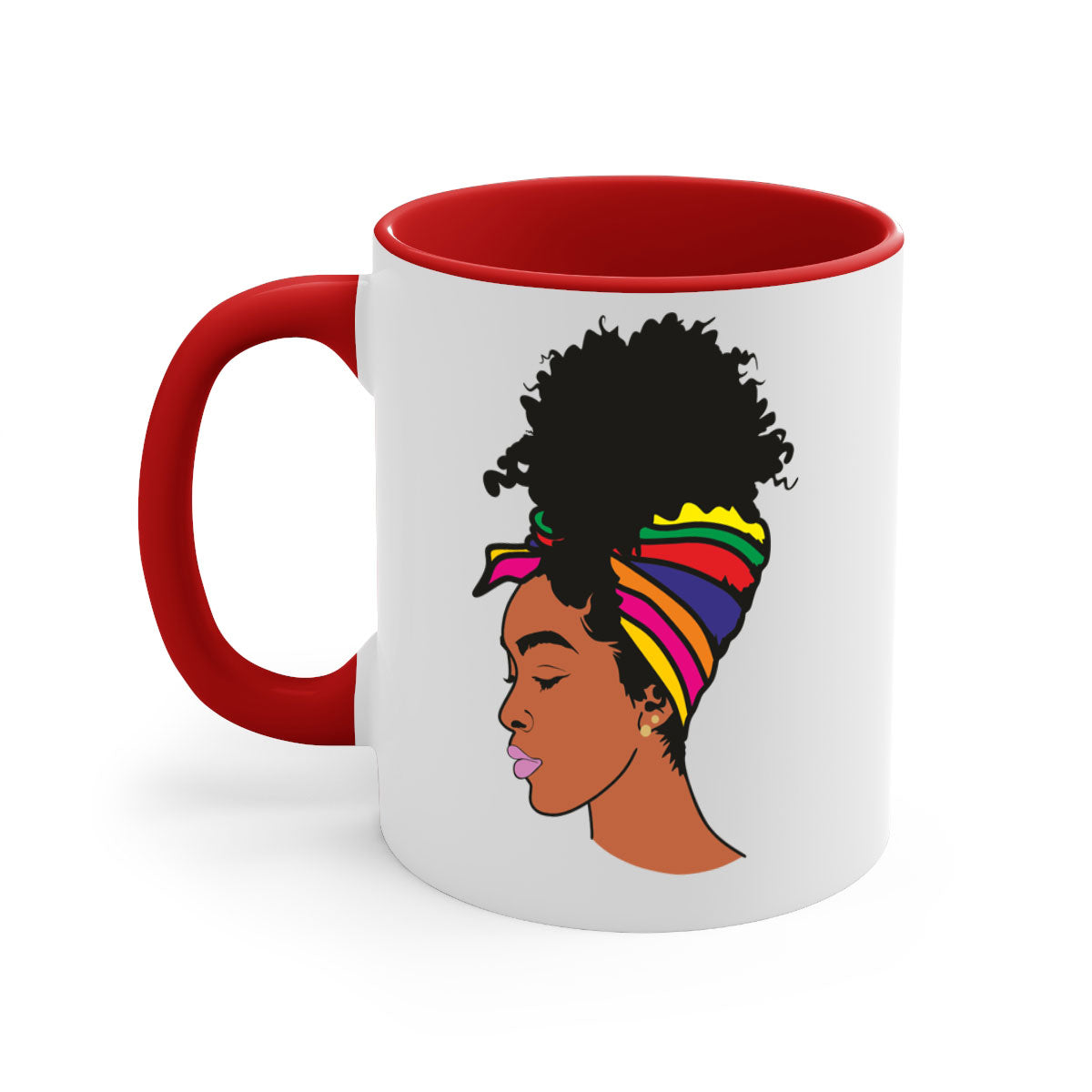 Black Women - Queen 88# Mug with colorful handle and glossy finish, showcasing empowerment and elegance.