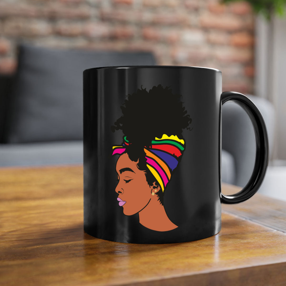 Black Women - Queen 88# Mug with colorful handle and glossy finish, showcasing empowerment and elegance.