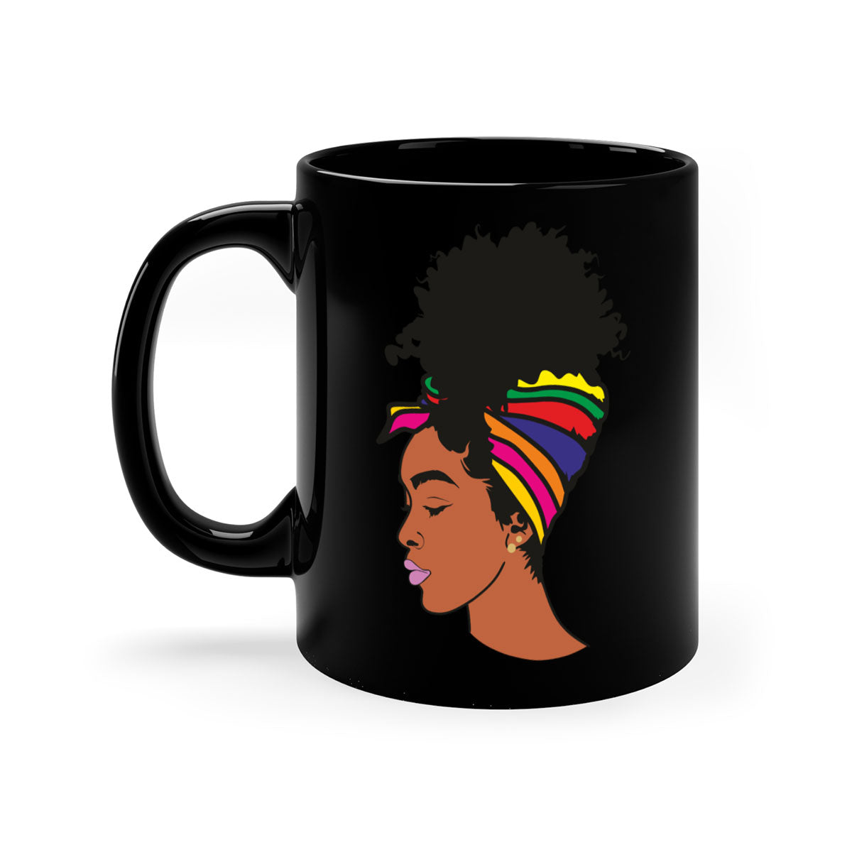 Black Women - Queen 88# Mug with colorful handle and glossy finish, showcasing empowerment and elegance.