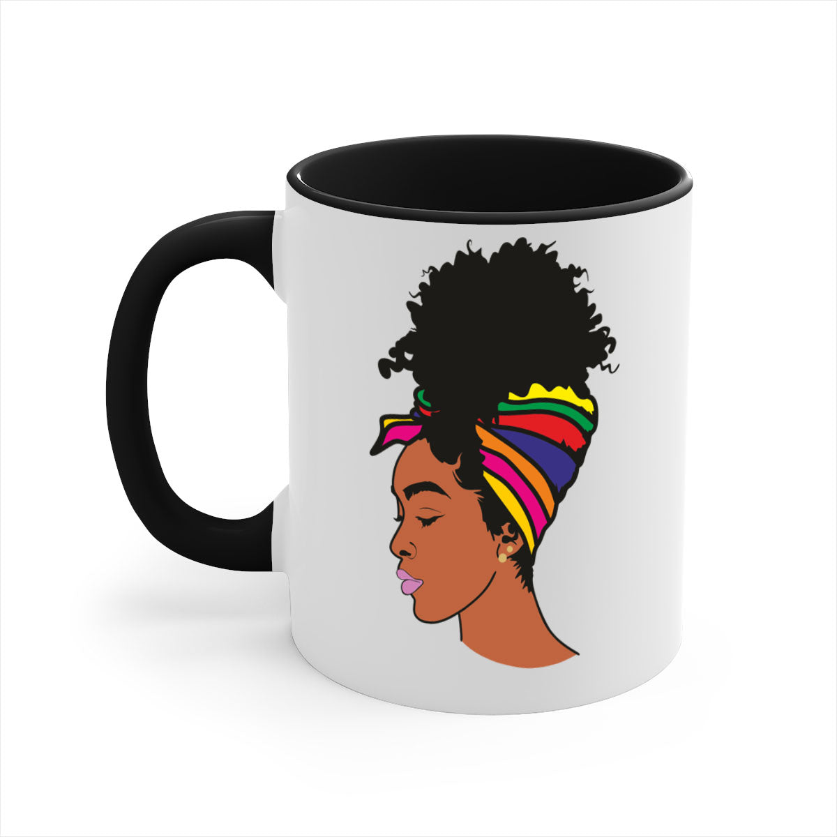 Black Women - Queen 88# Mug with colorful handle and glossy finish, showcasing empowerment and elegance.