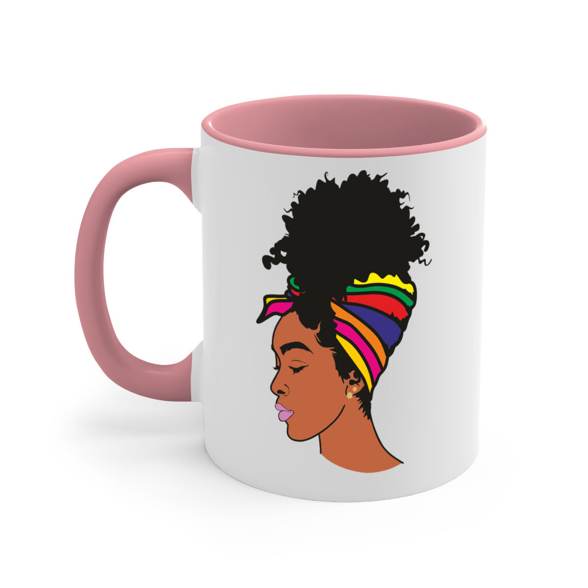 Black Women - Queen 88# Mug with colorful handle and glossy finish, showcasing empowerment and elegance.