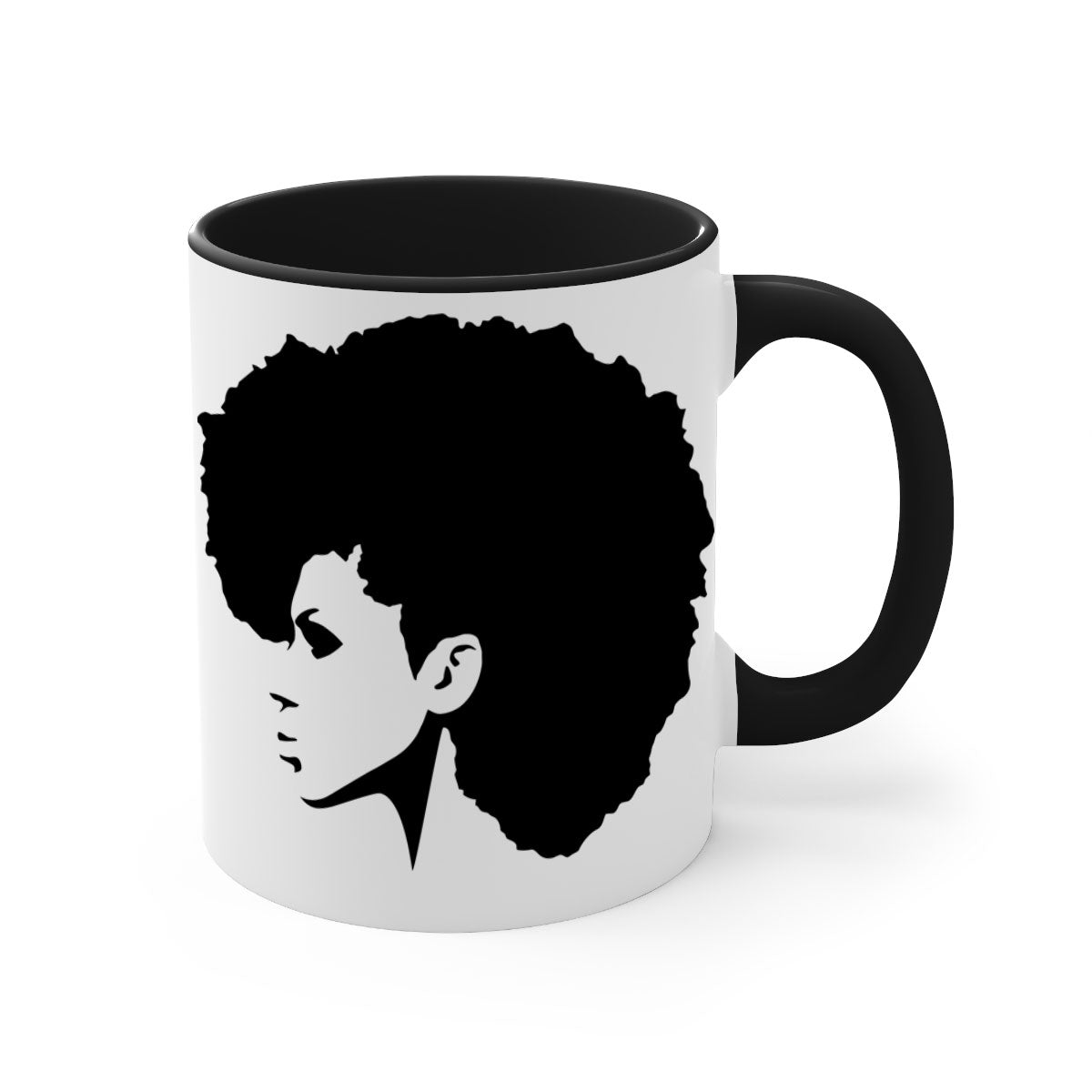 Black Women - Queen Mug featuring a glossy finish with a colored handle and interior, available in five vibrant colors.