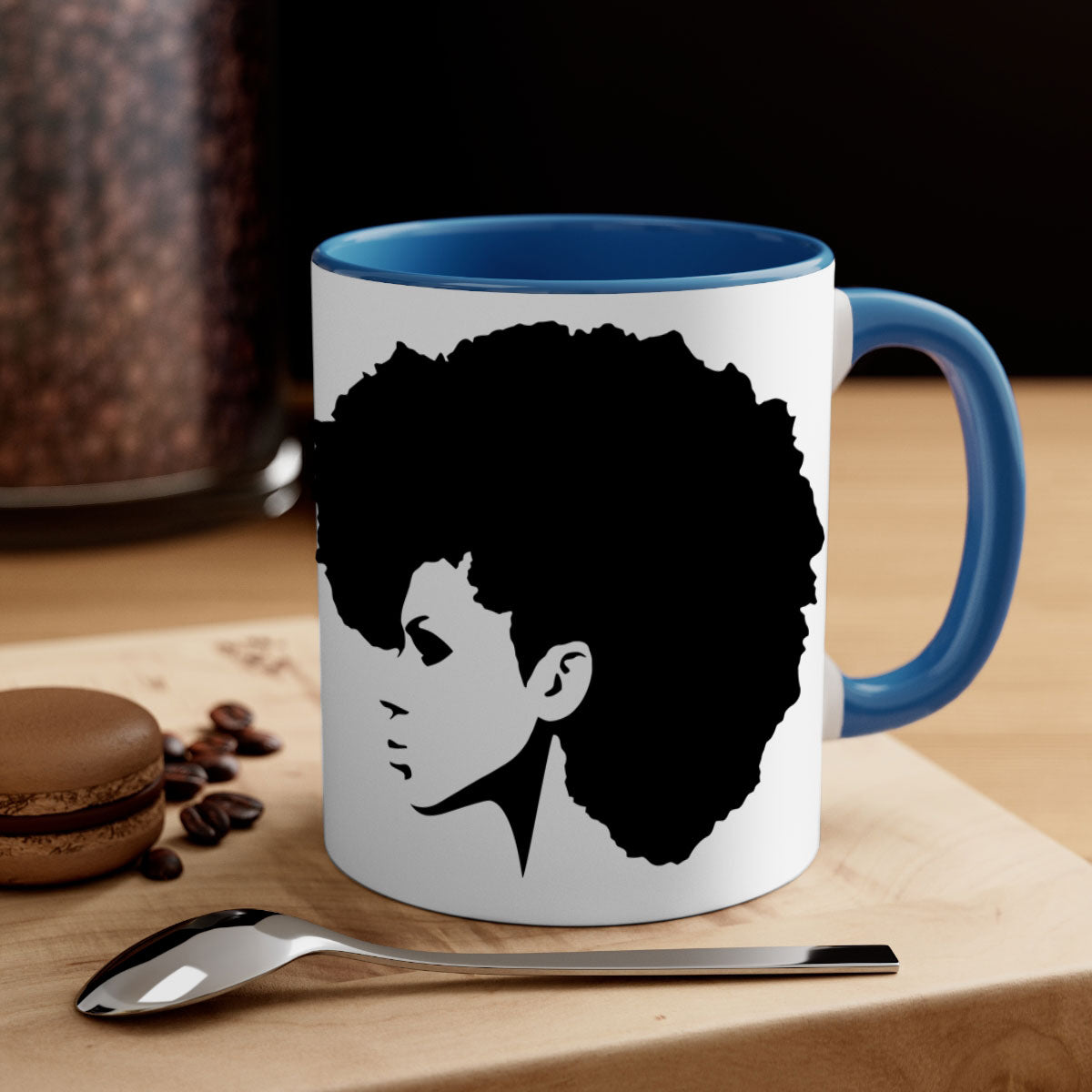 Black Women - Queen Mug featuring a glossy finish with a colored handle and interior, available in five vibrant colors.