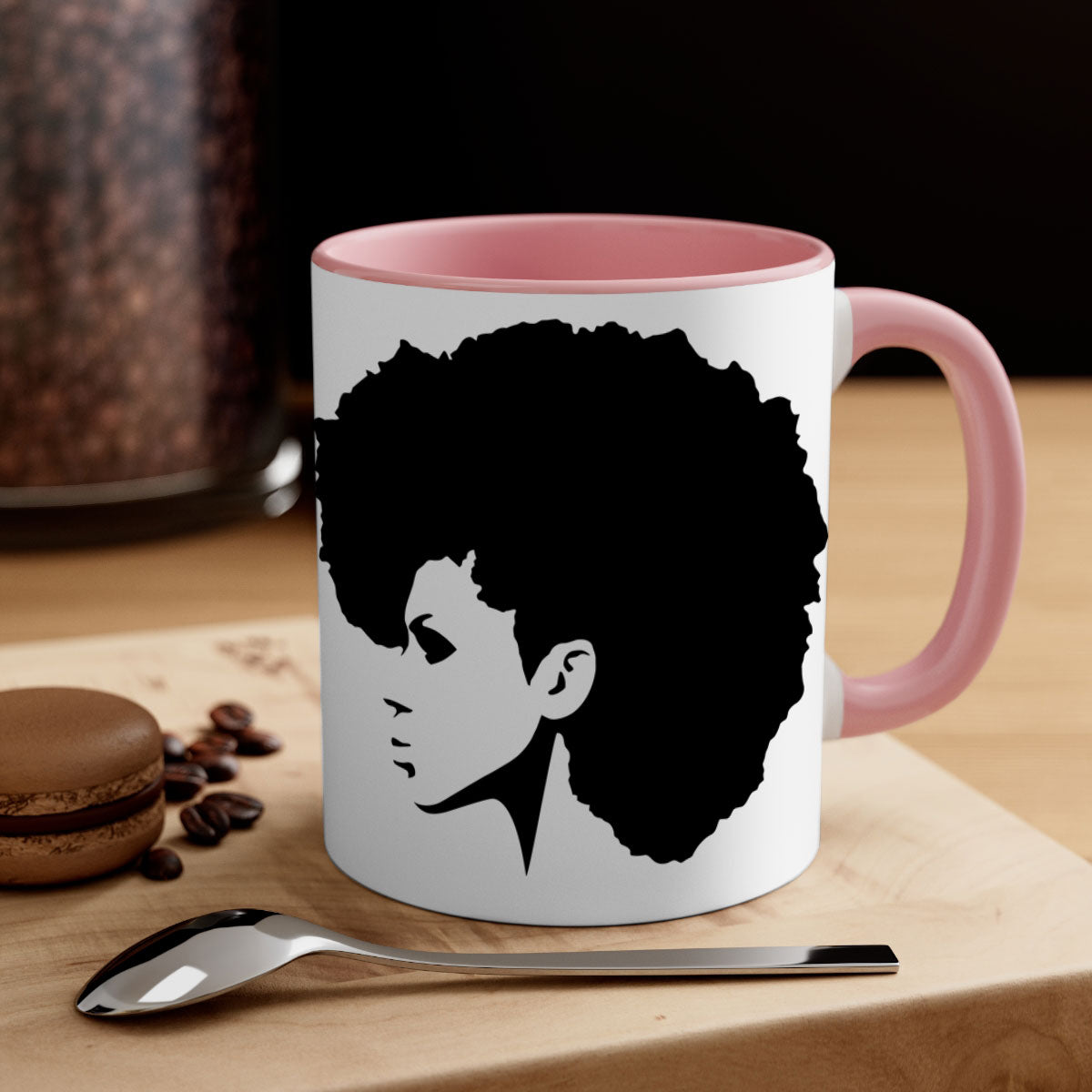 Black Women - Queen Mug featuring a glossy finish with a colored handle and interior, available in five vibrant colors.