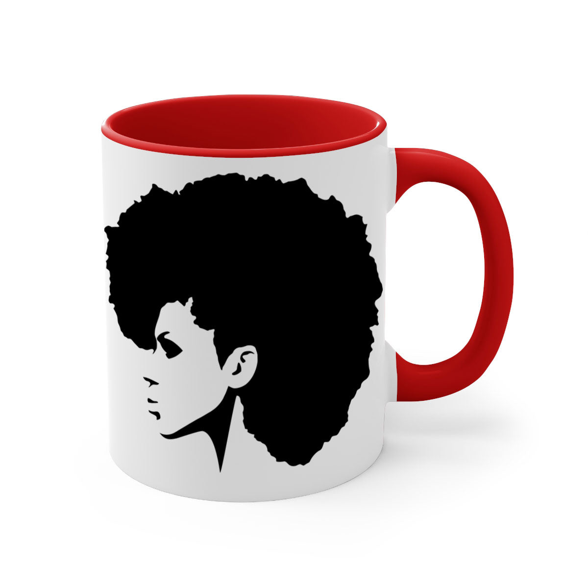 Black Women - Queen Mug featuring a glossy finish with a colored handle and interior, available in five vibrant colors.