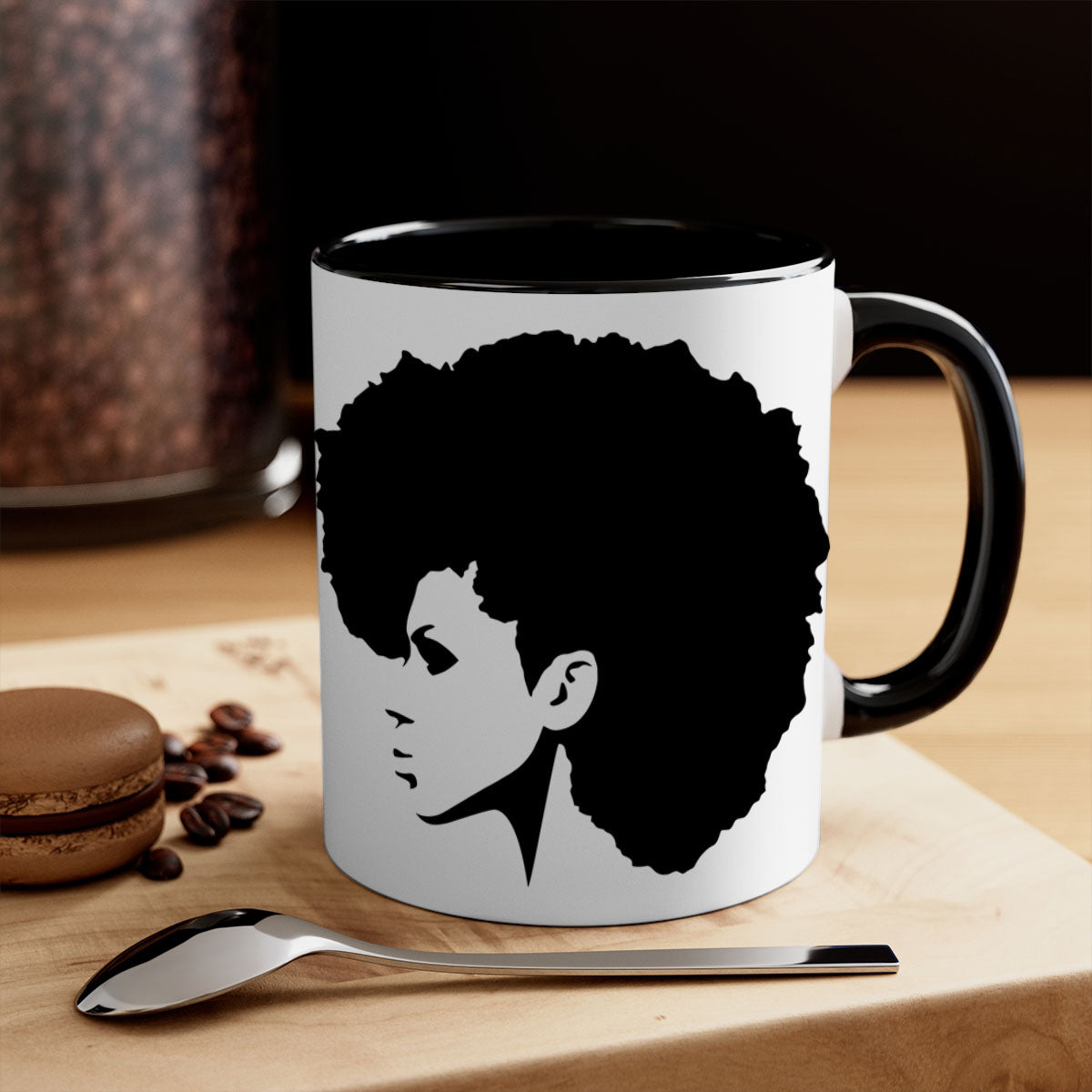 Black Women - Queen Mug featuring a glossy finish with a colored handle and interior, available in five vibrant colors.