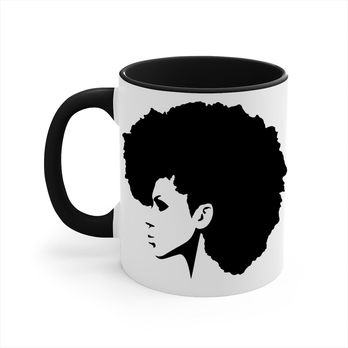 Black Women - Queen Mug featuring a glossy finish with a colored handle and interior, available in five vibrant colors.