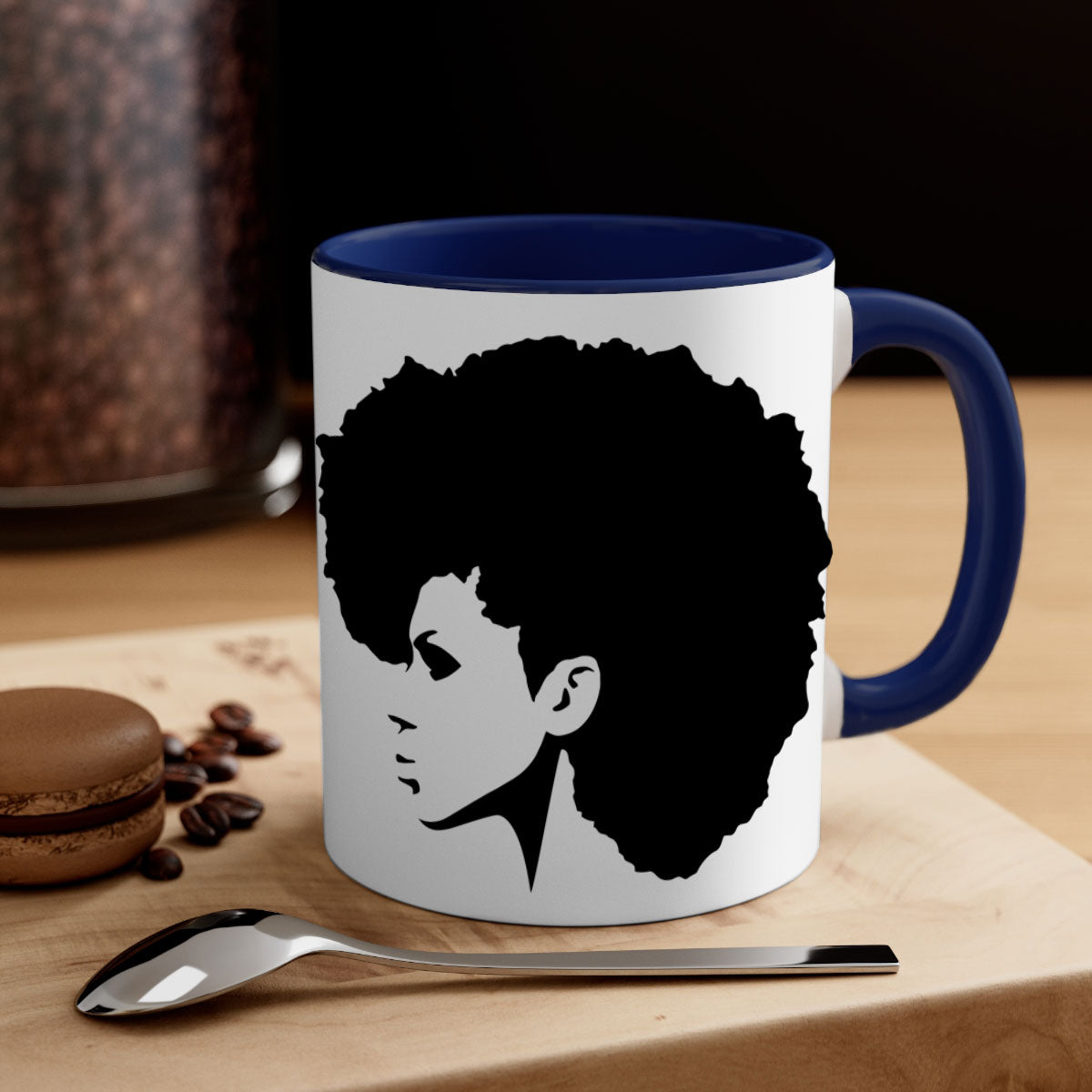 Black Women - Queen Mug featuring a glossy finish with a colored handle and interior, available in five vibrant colors.