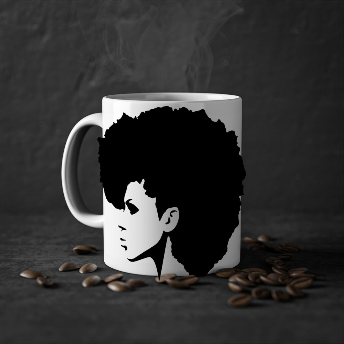 Black Women - Queen Mug featuring a glossy finish with a colored handle and interior, available in five vibrant colors.