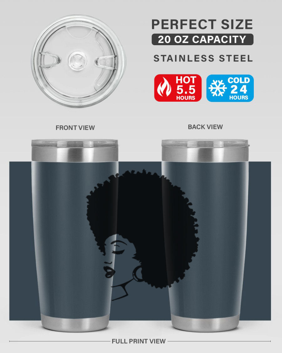 Black women - queen 81# tumbler in 20oz and 30oz sizes, showcasing double wall vacuum stainless steel design with vibrant print.