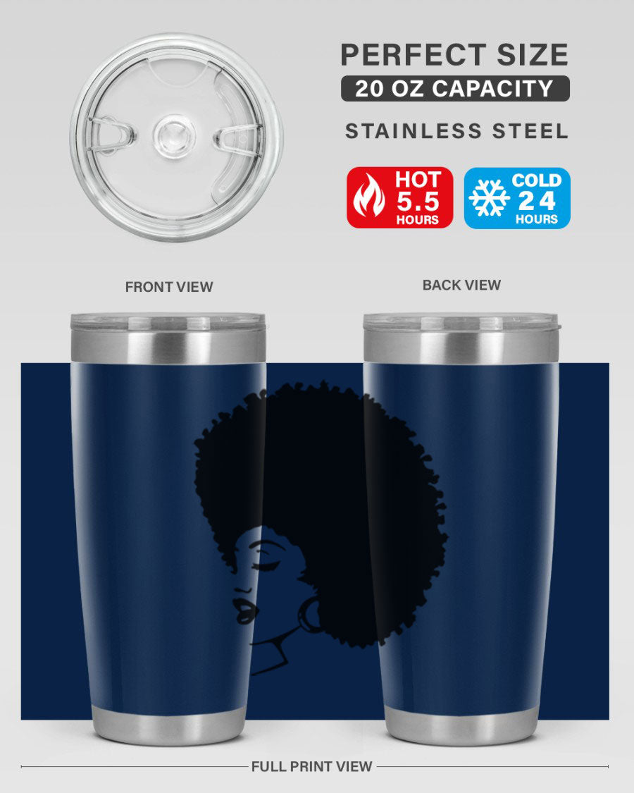 Black women - queen 81# tumbler in 20oz and 30oz sizes, showcasing double wall vacuum stainless steel design with vibrant print.