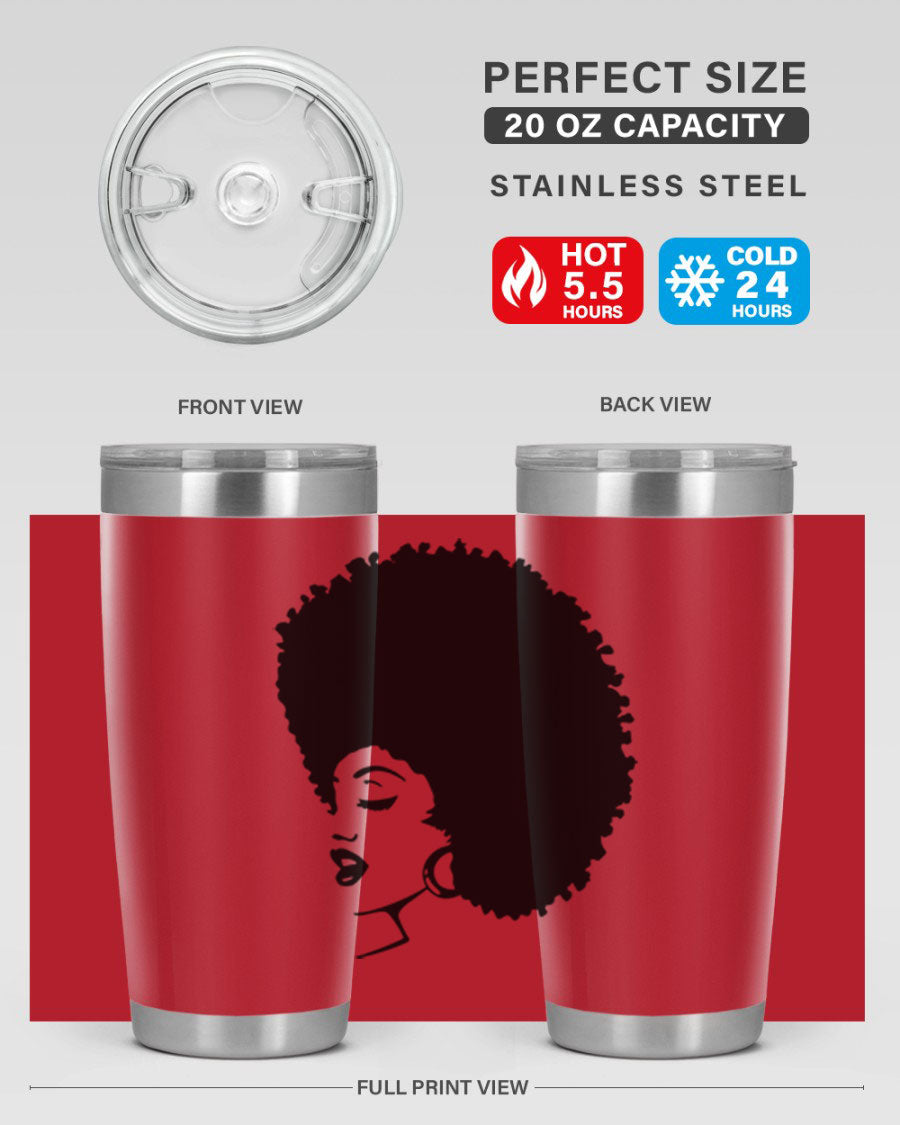 Black women - queen 81# tumbler in 20oz and 30oz sizes, showcasing double wall vacuum stainless steel design with vibrant print.