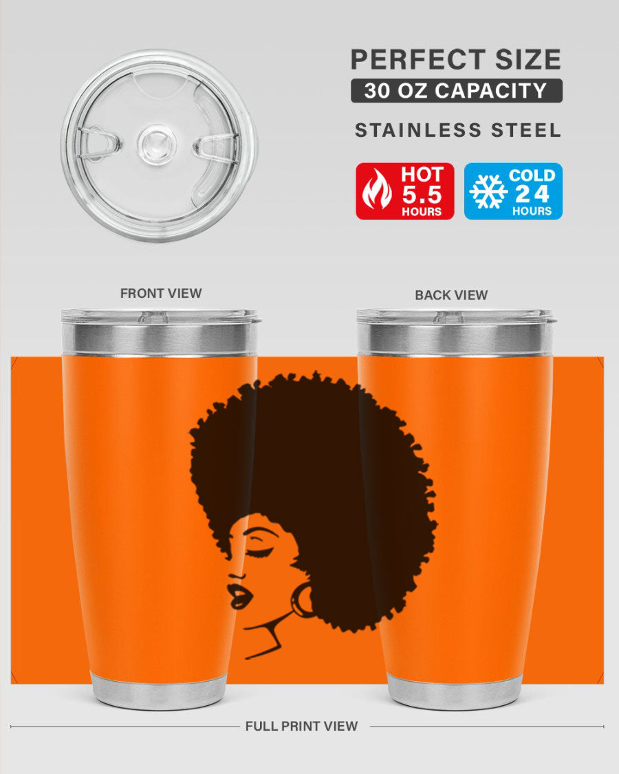 Black women - queen 81# tumbler in 20oz and 30oz sizes, showcasing double wall vacuum stainless steel design with vibrant print.