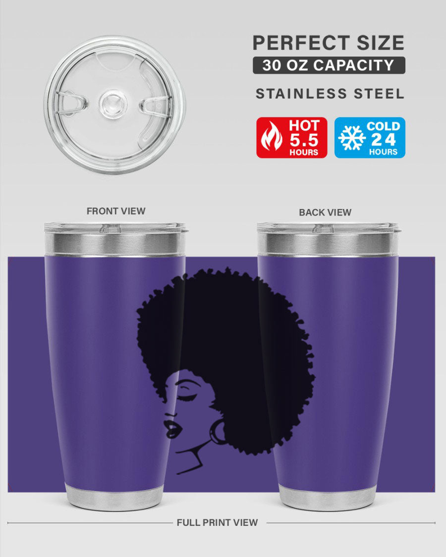 Black women - queen 81# tumbler in 20oz and 30oz sizes, showcasing double wall vacuum stainless steel design with vibrant print.