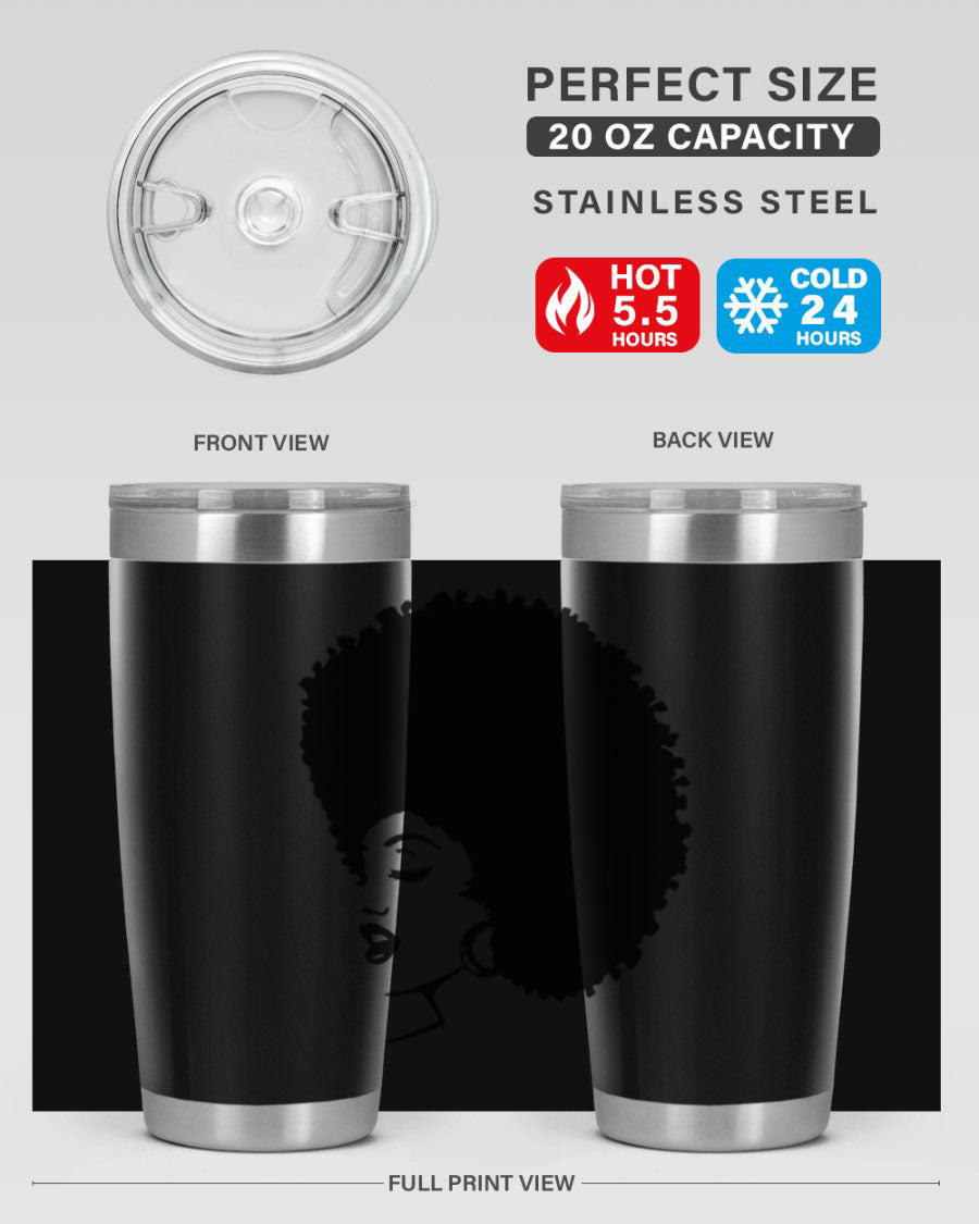 Black women - queen 81# tumbler in 20oz and 30oz sizes, showcasing double wall vacuum stainless steel design with vibrant print.