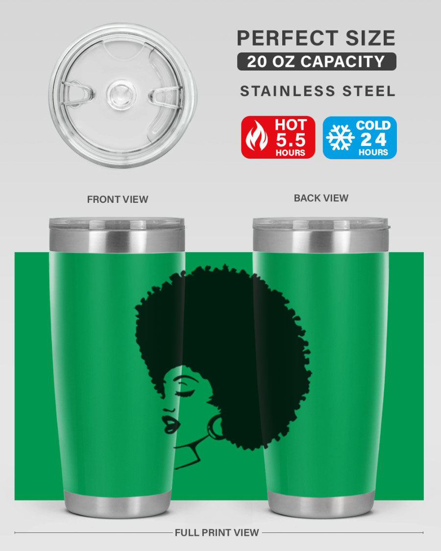 Black women - queen 81# tumbler in 20oz and 30oz sizes, showcasing double wall vacuum stainless steel design with vibrant print.