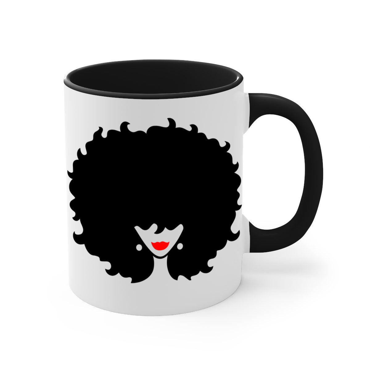 Black Women - Queen 82# Mug with colorful handle and interior, showcasing a glossy finish, perfect for coffee and tea.