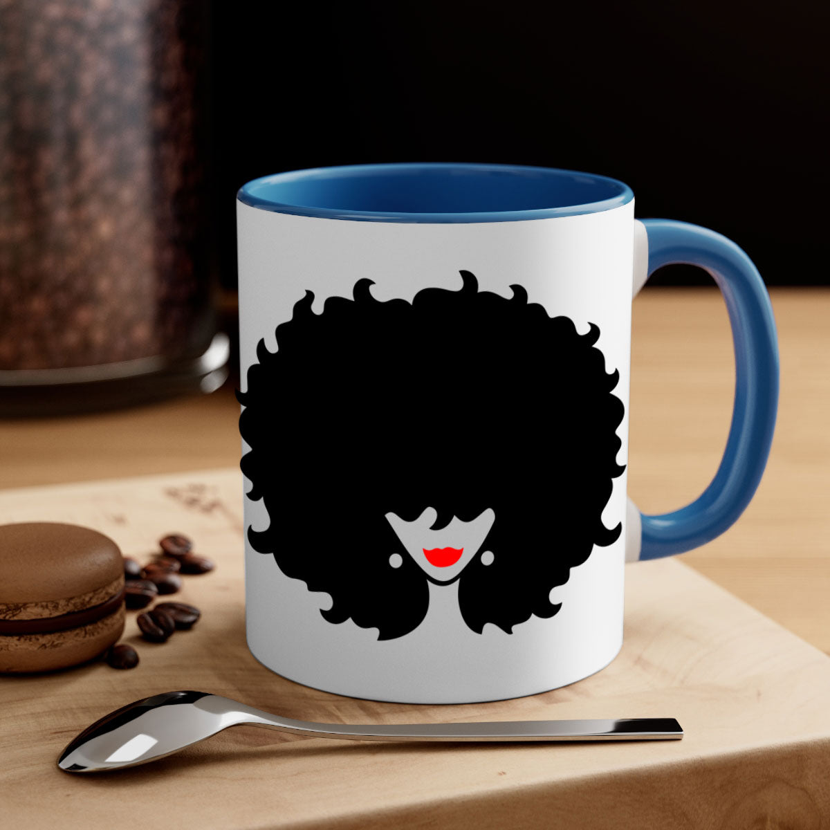 Black Women - Queen 82# Mug with colorful handle and interior, showcasing a glossy finish, perfect for coffee and tea.