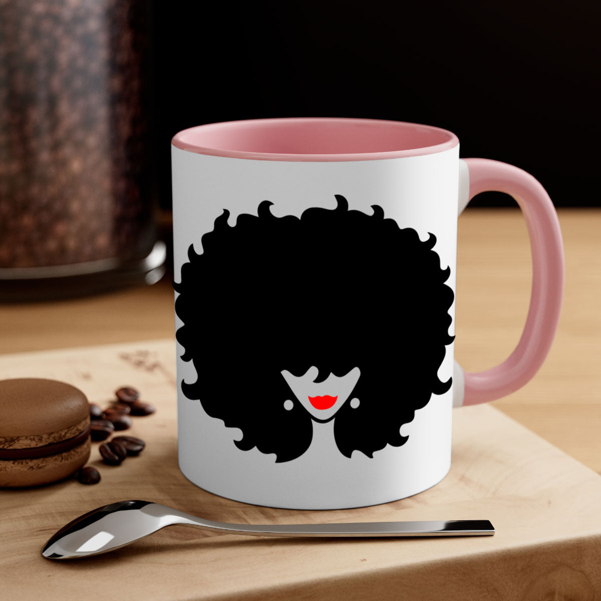 Black Women - Queen 82# Mug with colorful handle and interior, showcasing a glossy finish, perfect for coffee and tea.