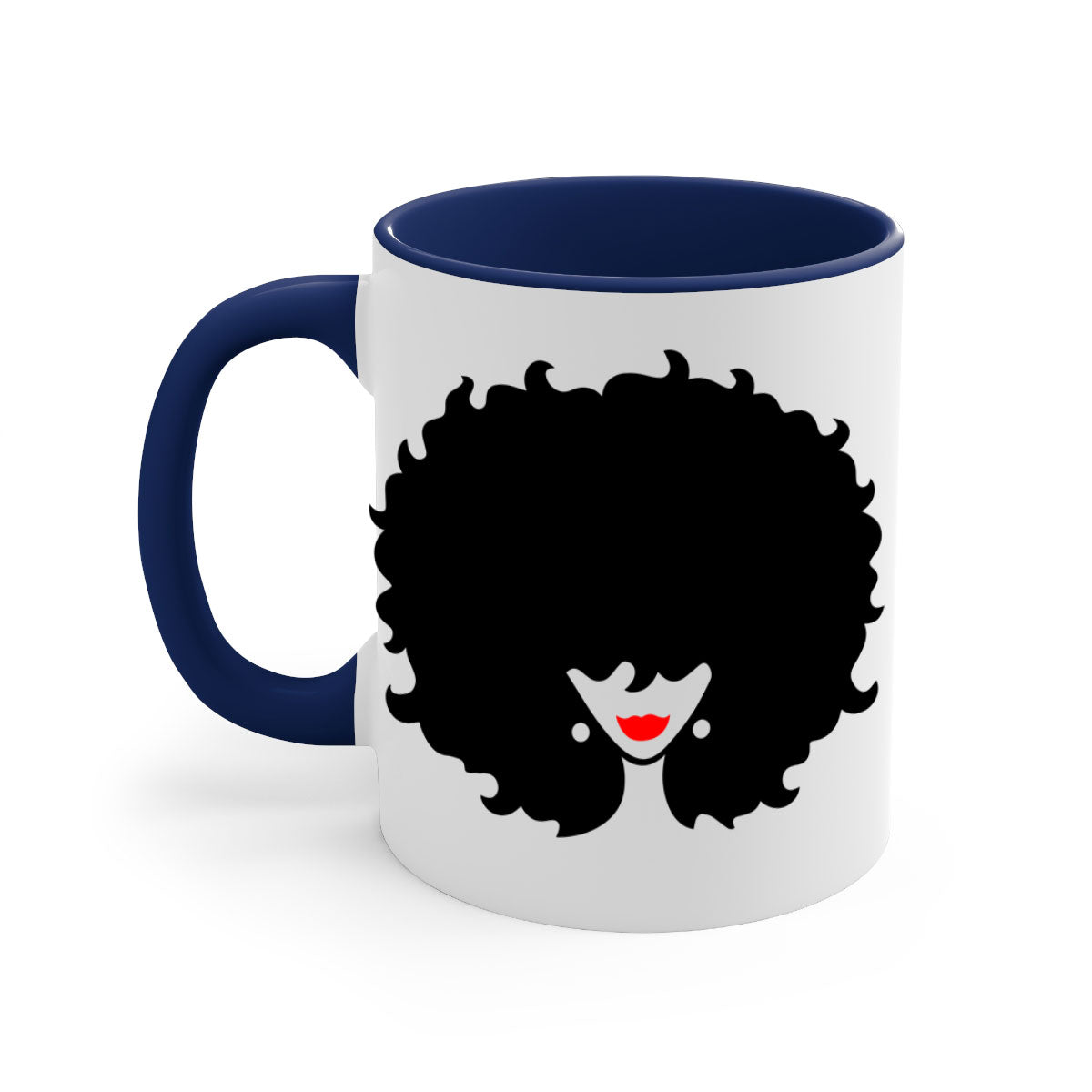 Black Women - Queen 82# Mug with colorful handle and interior, showcasing a glossy finish, perfect for coffee and tea.