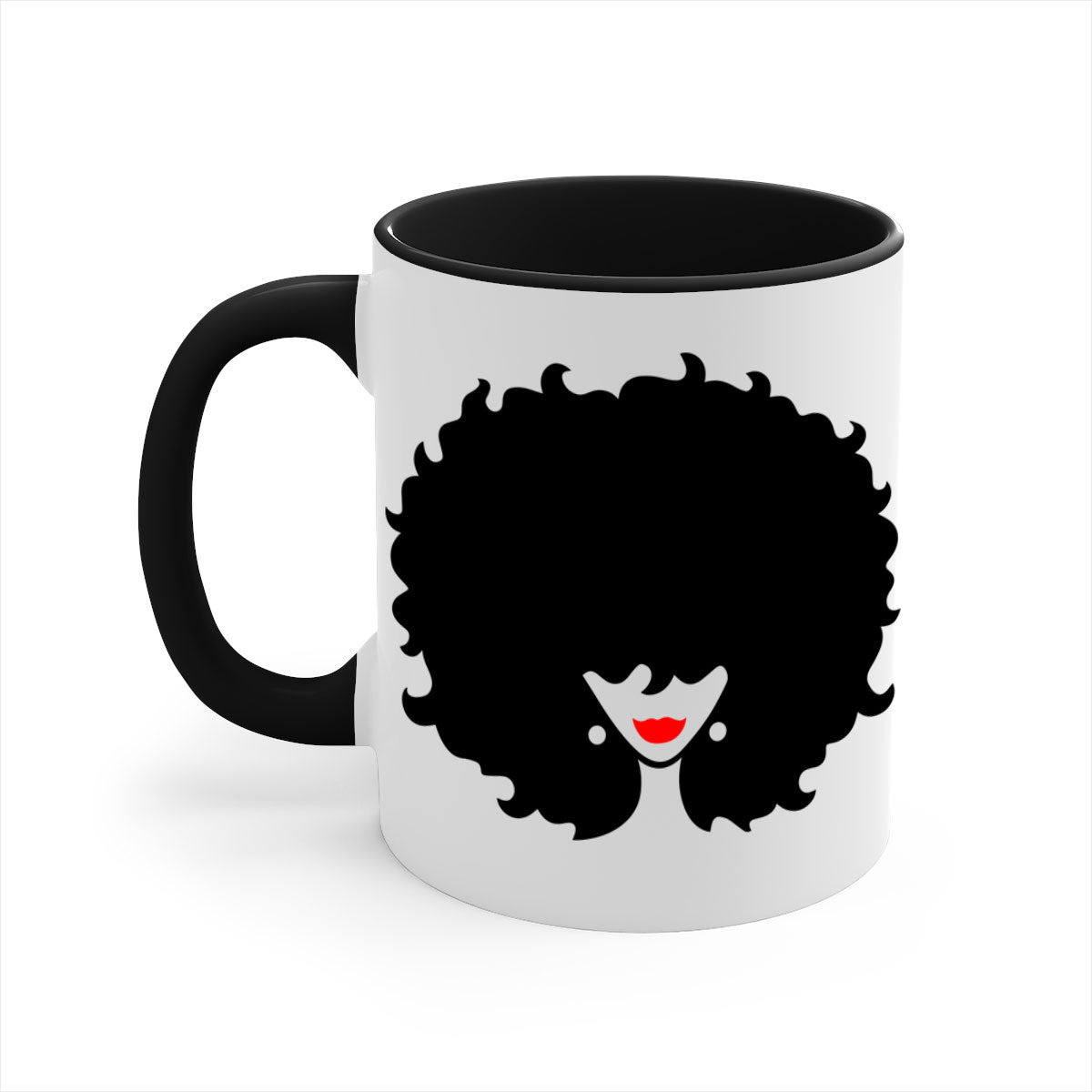 Black Women - Queen 82# Mug with colorful handle and interior, showcasing a glossy finish, perfect for coffee and tea.