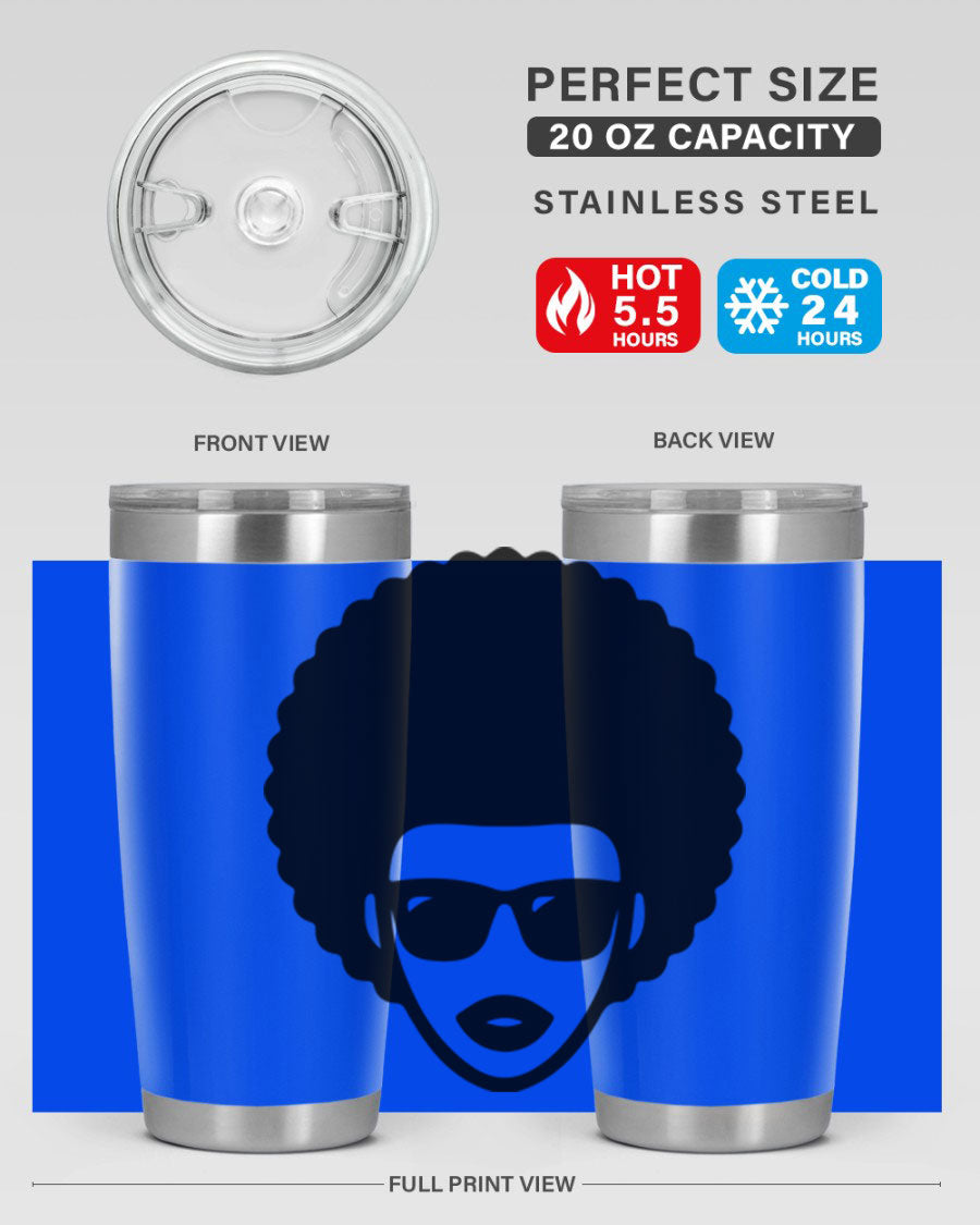 Black Women - Queen 83# tumbler in 20oz and 30oz sizes, showcasing double wall vacuum stainless steel design with vibrant print.