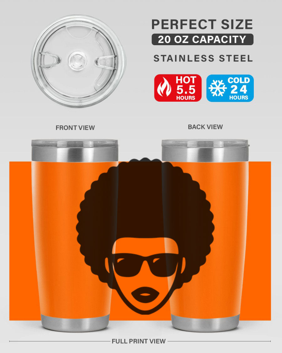 Black Women - Queen 83# tumbler in 20oz and 30oz sizes, showcasing double wall vacuum stainless steel design with vibrant print.