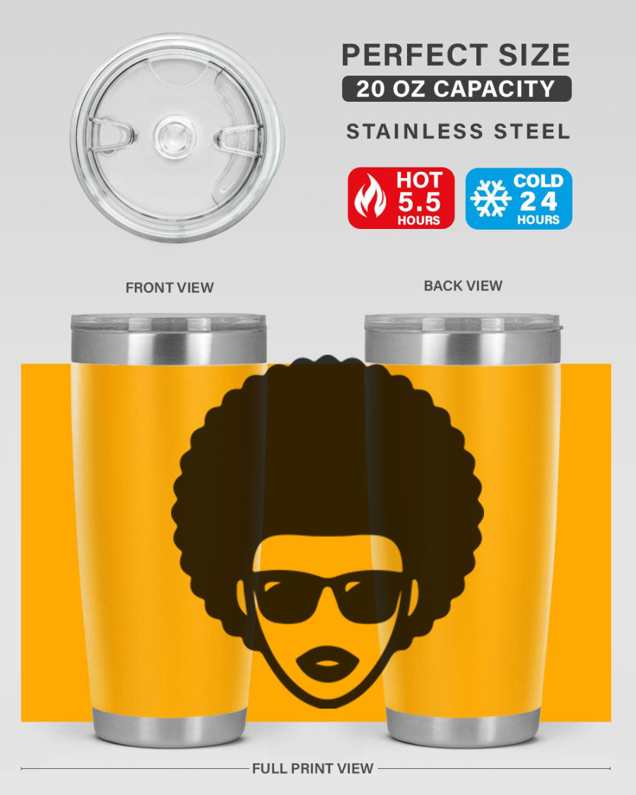 Black Women - Queen 83# tumbler in 20oz and 30oz sizes, showcasing double wall vacuum stainless steel design with vibrant print.